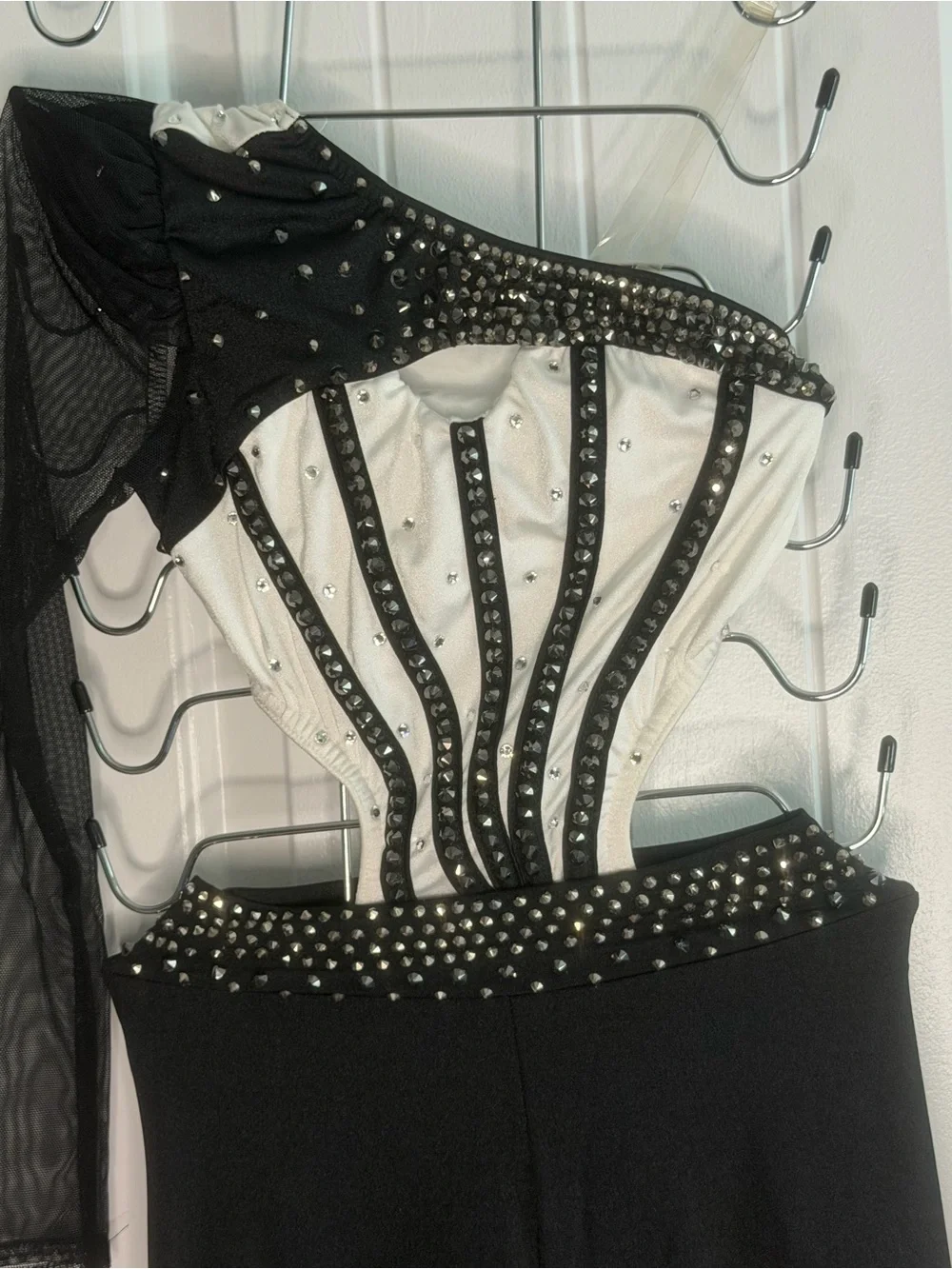 Black & White Asymmetrical Dance Costume for Kids - Kelle